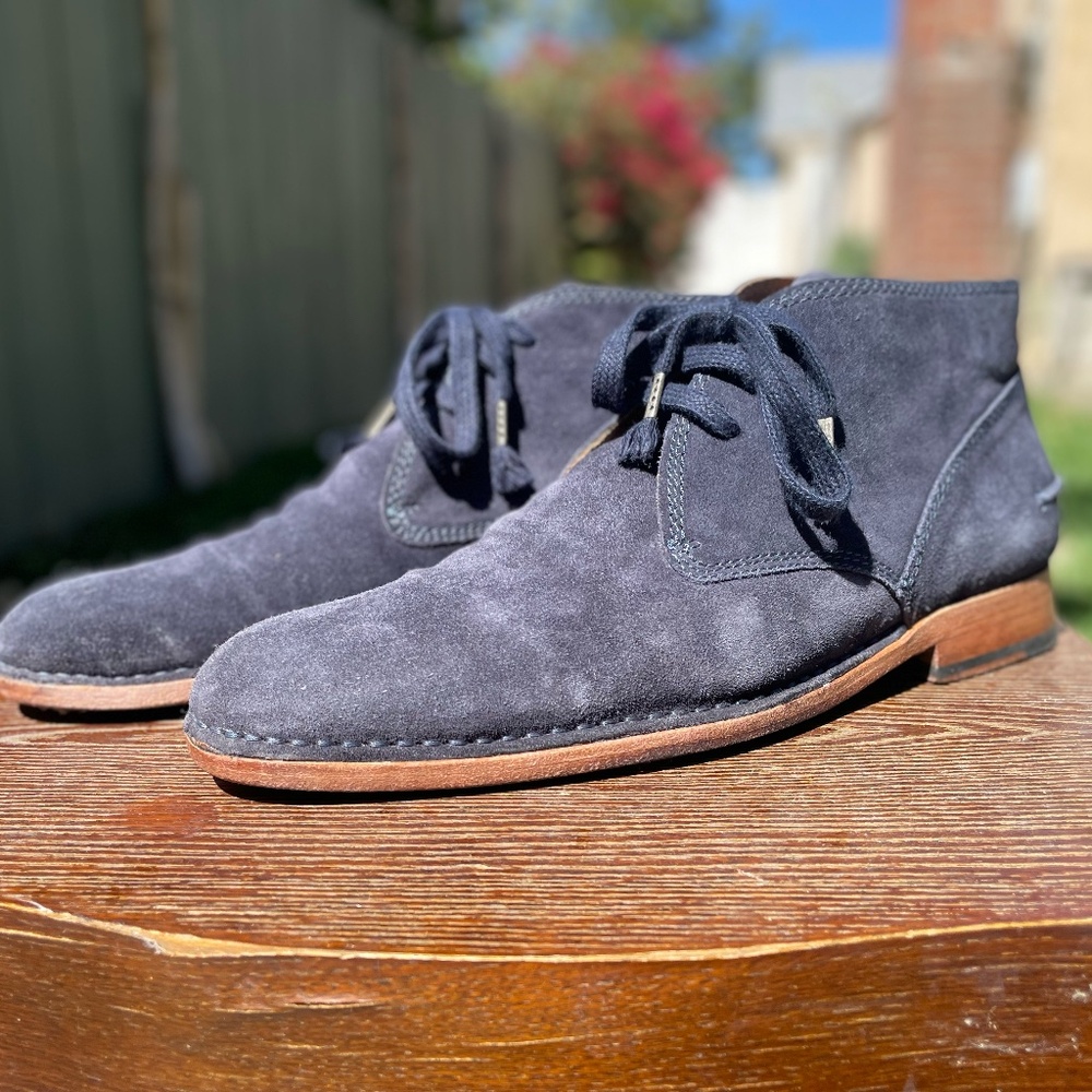 John Varvatos Blue Suede Chukka Boots – Size 10 D – $90 (Includes Cedar Shoe Tre